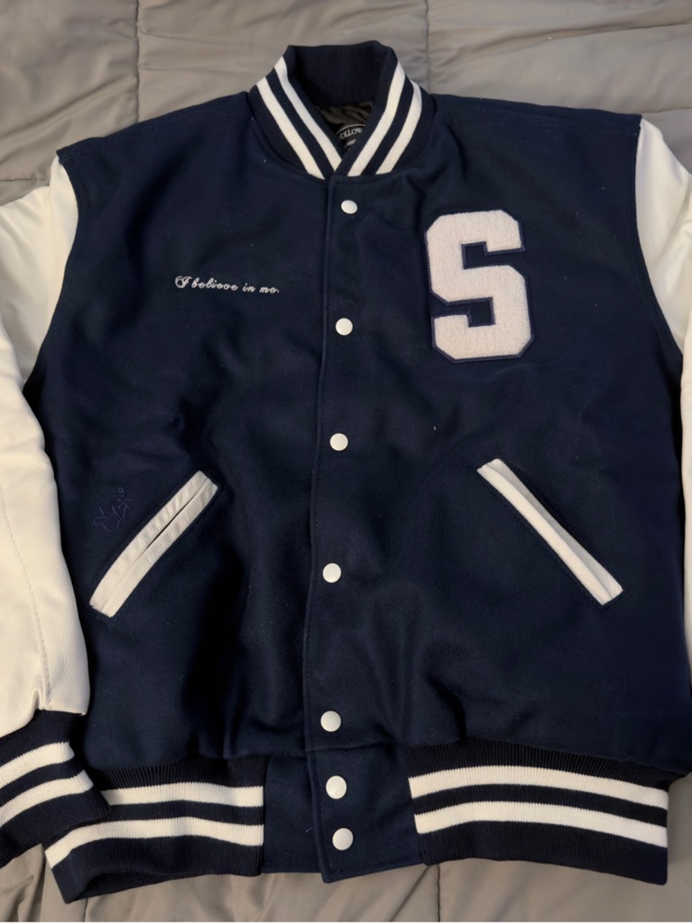 Men's/Women’s Official SZA Navy and White Varsity Jacket with 'S' Patch